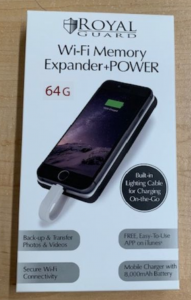 Royal Guard 64 GB Wi-Fi Memory Expander with Built-In 8,000 mAh Power Bank