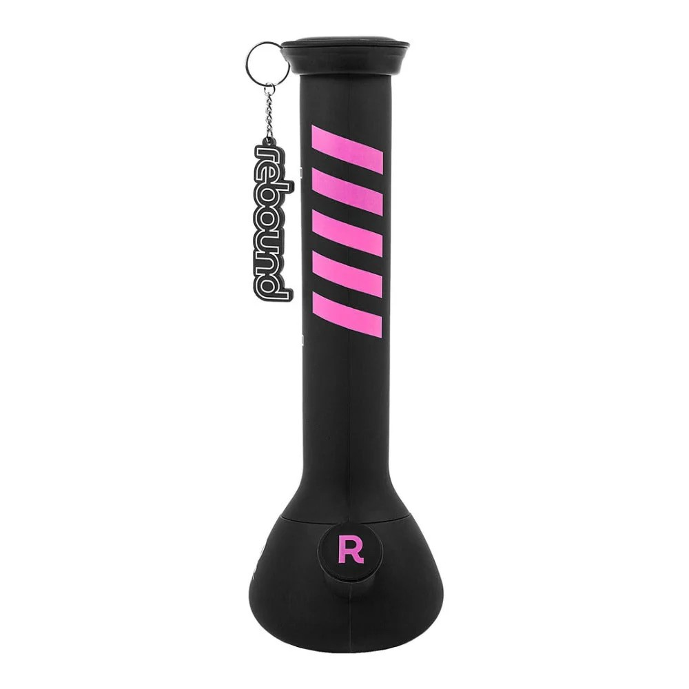 Rebound line up of silicone bongs and pipes are the shatterproof alternative to traditional glass. Whether its’ at home or on-the-go, Rebound’s unbreakable and eye catching designs will ensure your seshes are enjoyed to the fullest. Meet Rebound Edition 1 Waterpipes. 14" Shatterproof, durable silicone.

Features:
 - Made to withstand impact 
 - Removable base for easy cleaning 
 - Cleaning tool clip included 
 - Comes with glass bowl 
 - End caps included for cleaning